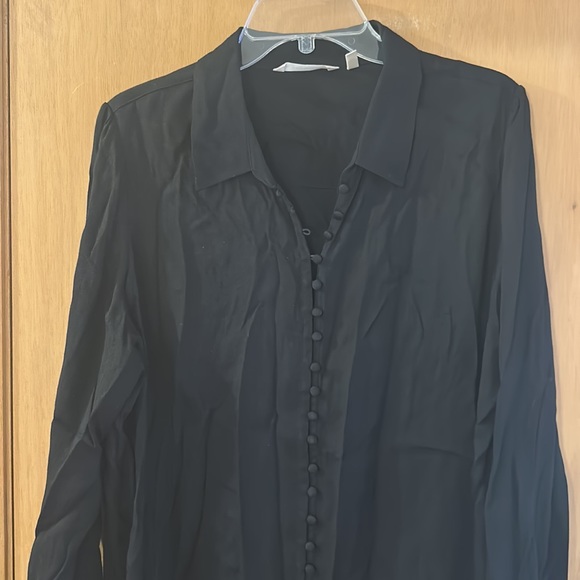 Soft Surroundings Button Down Poet Blouse Ruffle Cuffs Black Size XL - Picture 5 of 11